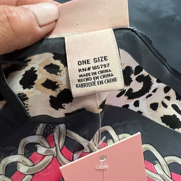 Juicy Couture Long Silky Scarf | Large Logo | Multi Color Leopard Print | NWT. - Picture 5 of 9